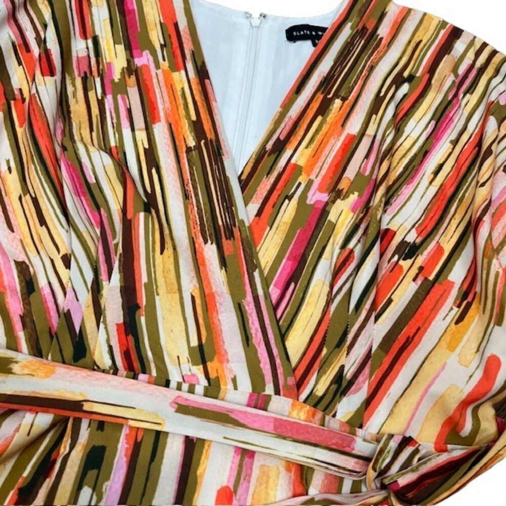 Slate & Willow Women's Striped Elliott Romper Orange Black Green Gold Size Med - Picture 3 of 12